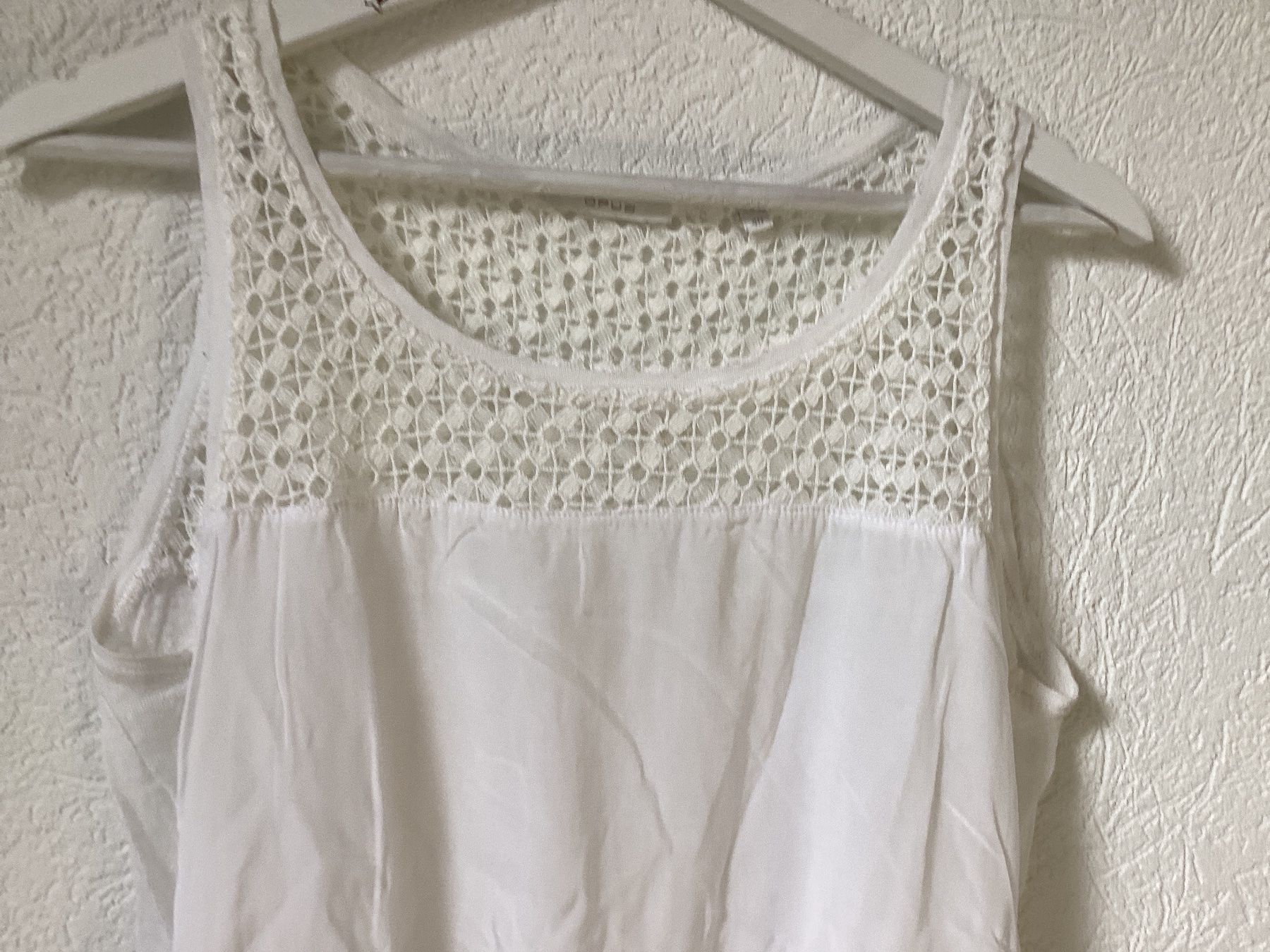 Opus Top: Opus weisses Sommer Top mit Spitze, Gr. 40, mit Leinen – Usato da Homberg b. Thun venduto da Homata 1