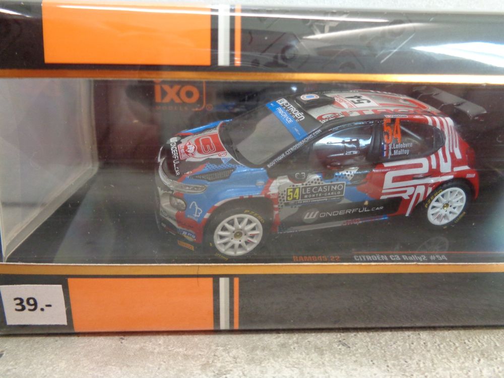 IXO RAM845 Citroen C3 Rally2, No.54, Rallye WM, Rally Monte Carlo 2022 S. Lefebvre/A.Malfoy