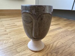 Face clay vase 13cm x 8cm