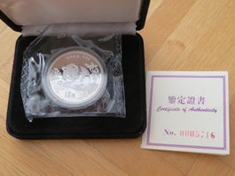 Panda Münze 1995 China 10 Yuan Proof 1 Unze Silber  Rarität