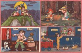 Margret Boriss - 4 Kunstkarten Märchen - ca. 1930