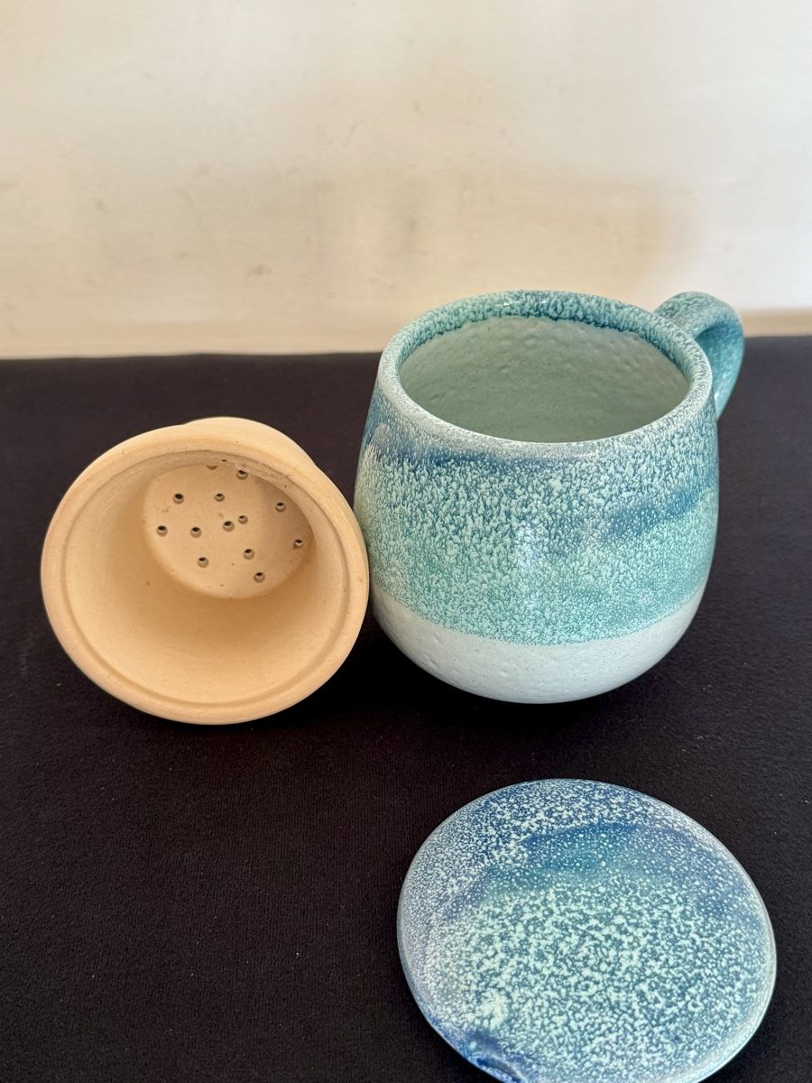 Teiere: Teetasse Keramik türkis mit Sieb und Deckel - NEU - – Nuovo e nell'imballaggio originale da Zürich venduto da Nobs1 8