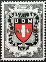 Soldatenmarke 2.WK, UDM Vaud, schwarz, Aufdr gold, Wi UDM 21