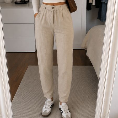 hose leinoptik beige Grösse S sehr guter Zustand