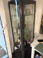 Glass display cabinet grey metal frame good condition