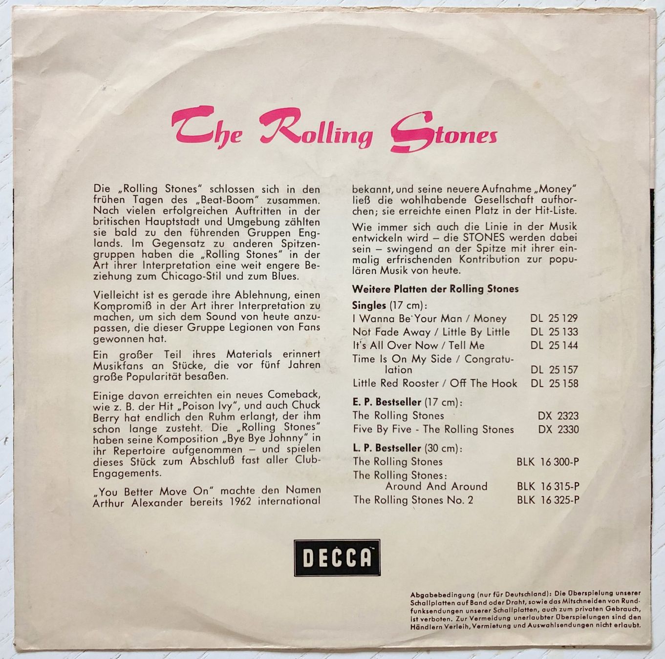 Schallplatten: ROLLING STONES - THE LAST TIME – Gebraucht aus Bottens von hotter-than-hell 1