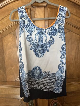 Damen Tanktop  blau weiss gemustert 