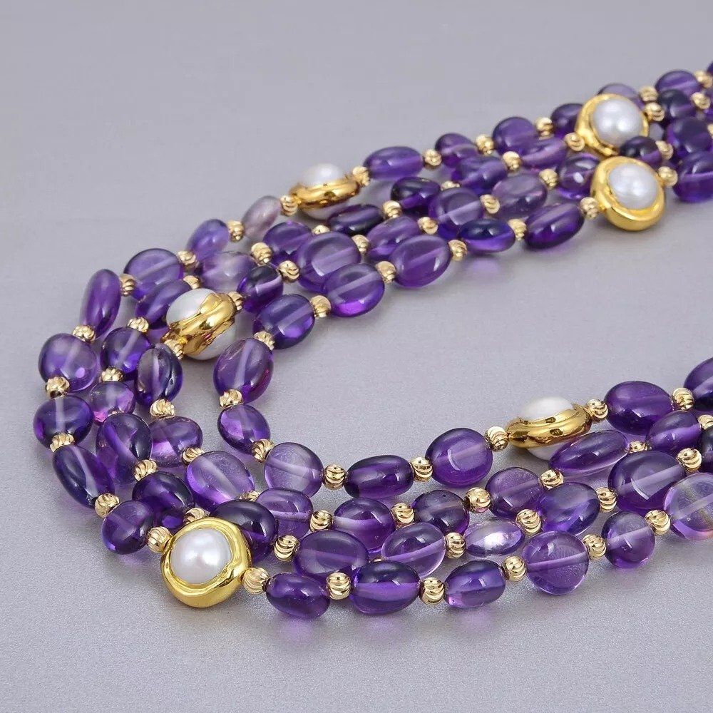 Catenine: Tolle Amethyst grosse Perle Halskette Collier Améthyste – Nuovo (secondo la descrizione) da Prilly venduto da ilyria73 2