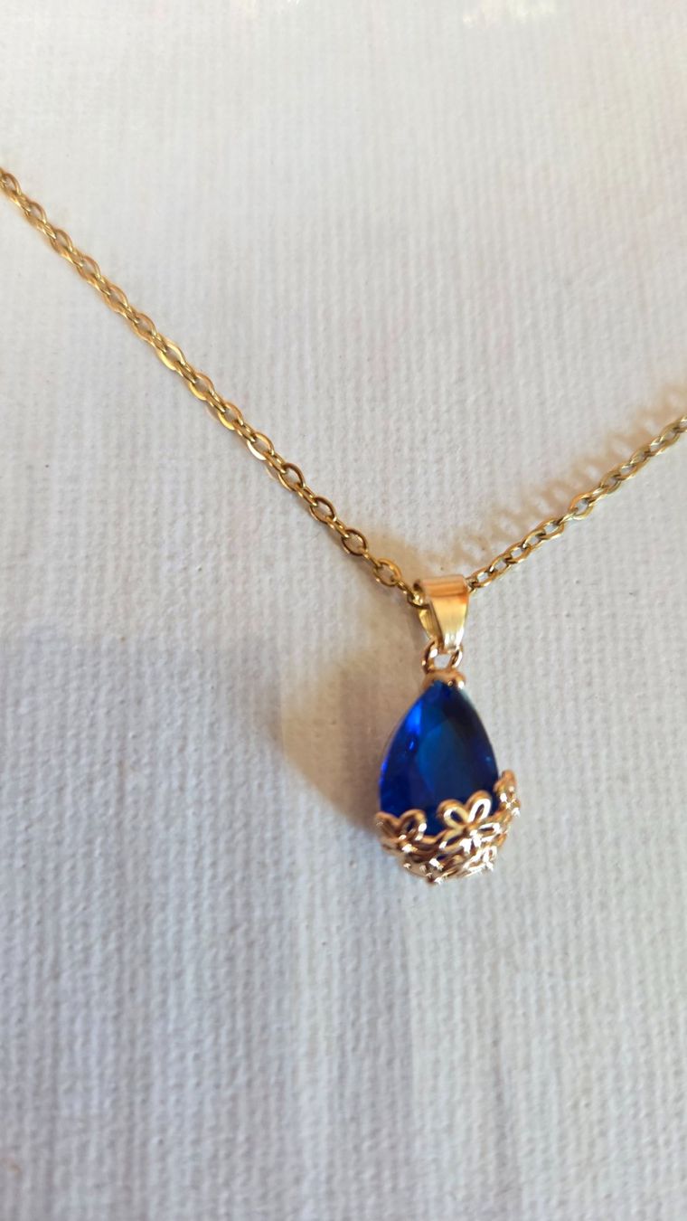 Orecchini pendenti & Orecchini a lobo: Schmuck set Blauer Stein Ohrringe Kette Frühling Modeschmuck – Nuovo (secondo la descrizione) da Weggis venduto da Leeclipse 4