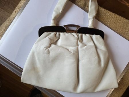 Vintage Leder Handtasche Tasche - toller Art Deco Verschluss