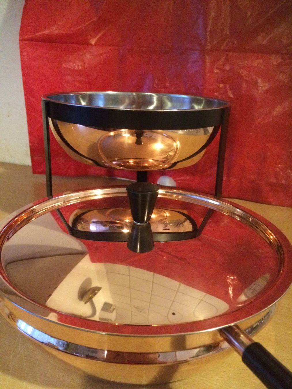 Padelle: KUPFER-WARM-RECHAUD-CHAFING- VON SPRING/MIT DECKEL 1970 – Usato da EMMETTEN venduto da pfi_cbg5 3