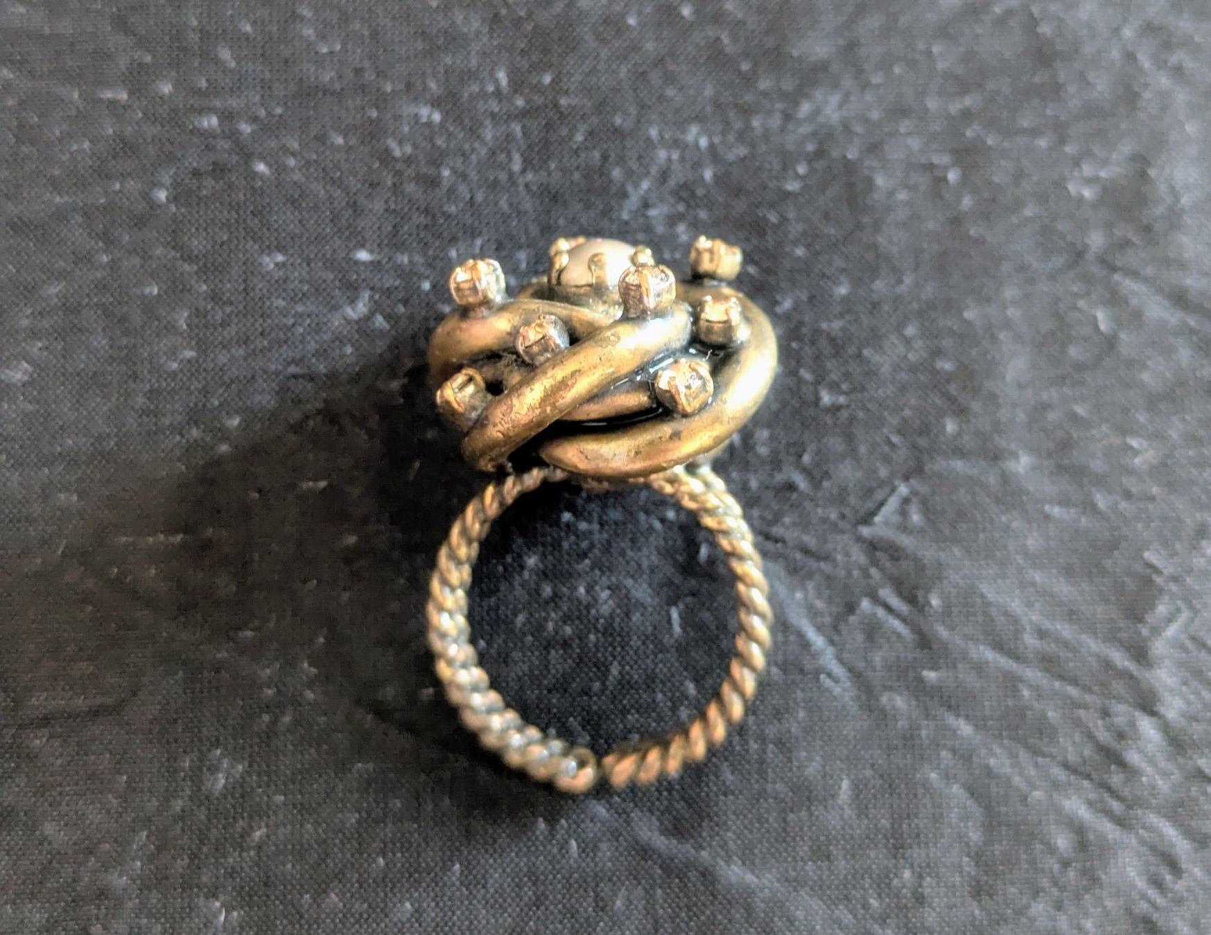 Anelli: Konplott Ring mit Perle u. Kristallsteinen, verstellbar – Usato da St. Gallen venduto da Jasik1 2