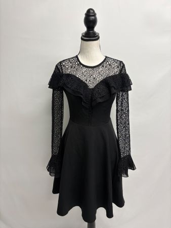 Dans elegantes Kleid mit Spitze Gr. 36 schwarz Cocktailkleid