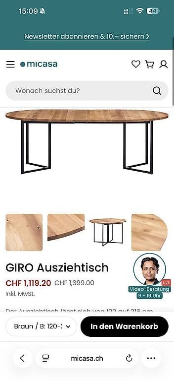 Tische: Hochwertiger Massiv-Holz Esstisch – Gebraucht aus Olten von sve_lc7b