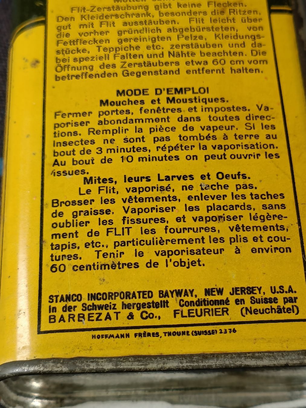 Schilder: Litho Blech Dose / FLIT - Barbezat & Co Fleurier ca. 1930 – Gebraucht aus Brugg AG von Ente015 5