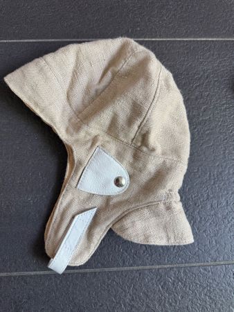 Schicke Leinen Cabrio Mütze mit Leder Verschluss für Kinder
