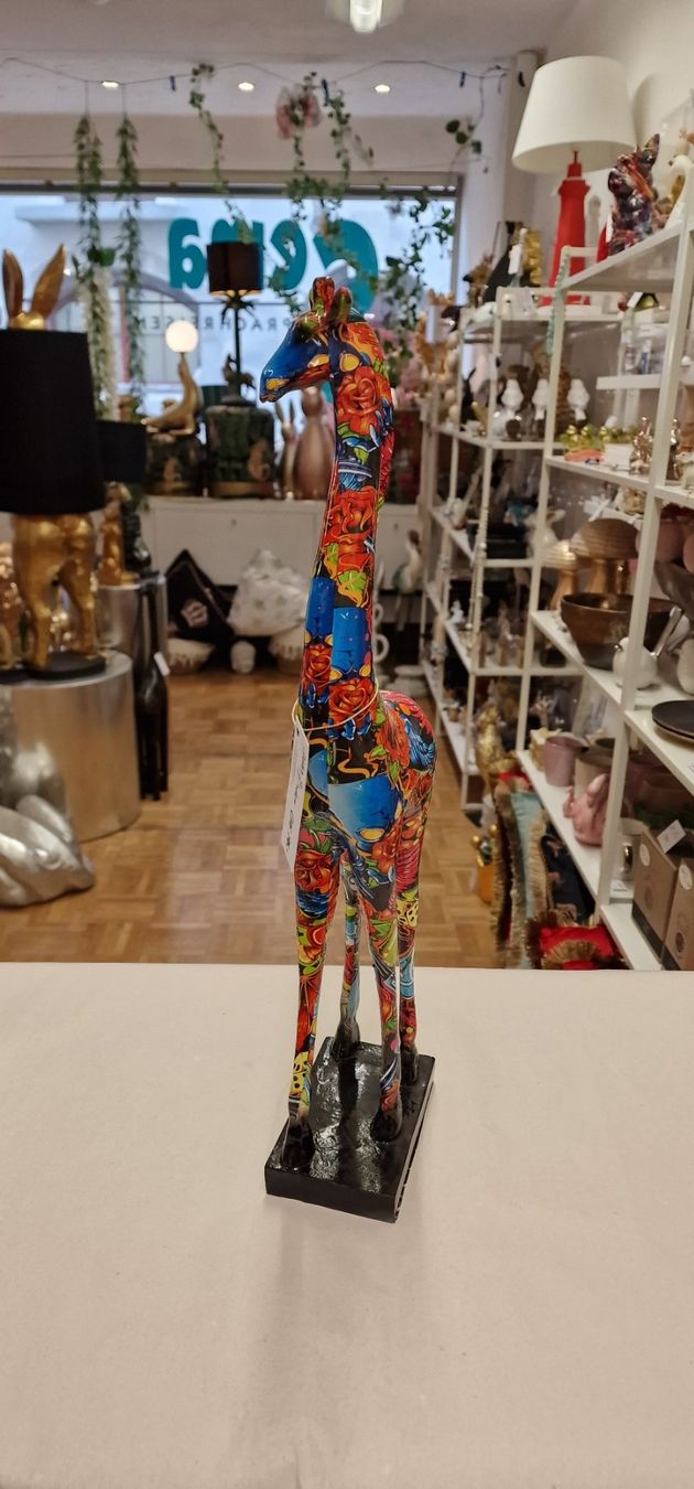 Statuette: Giraffe Graffiti Look Rot/Blau – Nuovo e nell'imballaggio originale da Schaffhausen venduto da AtelierPudesco 1
