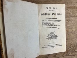 Versuch über die gesellige Ordnung -Schweighauser Basel 1772