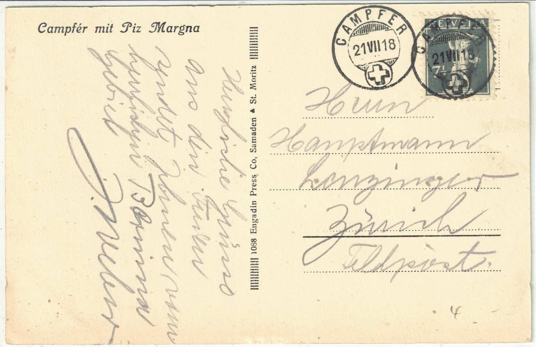 Cartoline postali: Campfer mit Piz Margna – Usato da Ettingen venduto da Kartenplanet 1