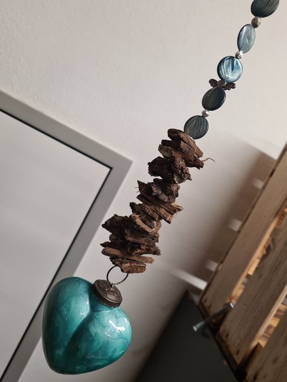 Herz Deko Hänger Weiss Rattan Holz Hänge Deko Element Fenster Tür Anhänger