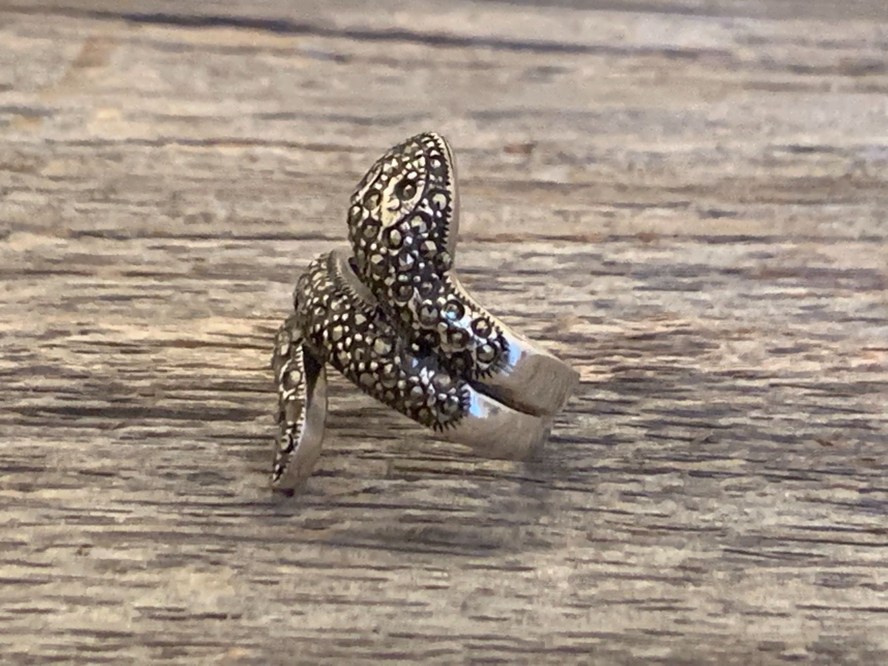 Anelli: Ring Schlange Sterling Silver mit Markasiten Gr 53,5 - mega! – Usato da Bern venduto da Jiffy 6