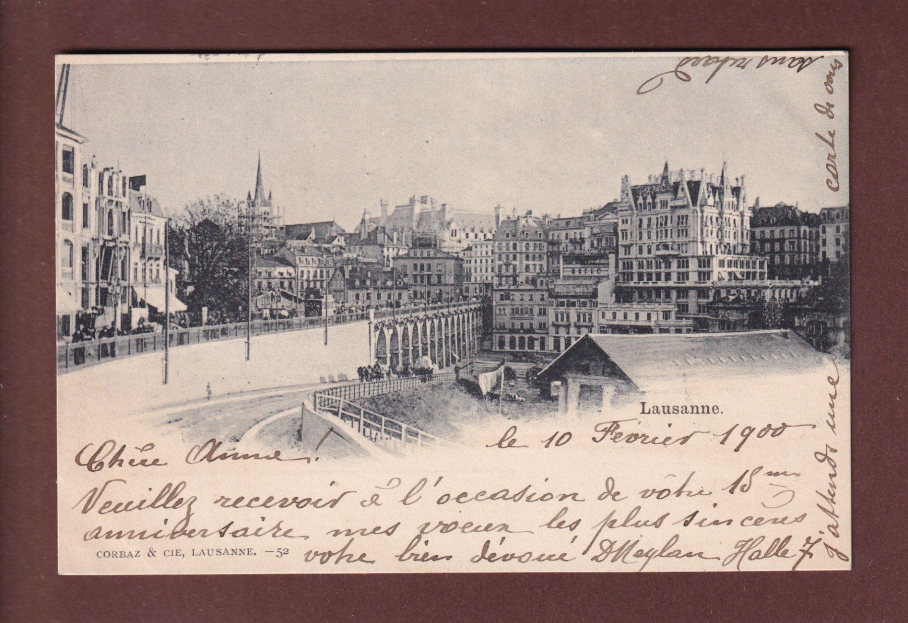 Cartoline postali: LAUSANNE - Flon et Maison Mercier - 1900 – Usato da Pully venduto da nicecards