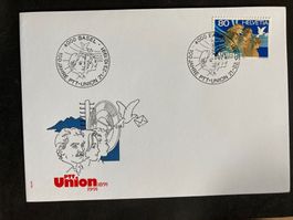Schweiz 1991 Sonderstempel 100 J. PTT Union Stempel + Marke