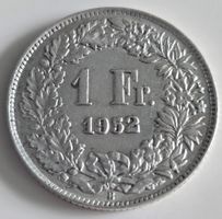1 Franken 1952 Helvetia Münze Schweiz Silber