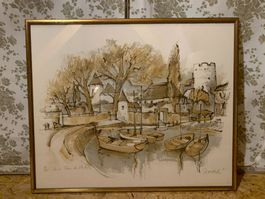 Lithographie signée Penenord La Tour-de-Peilz encadrée