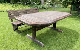 Gartentisch mit Bank, Massivholz