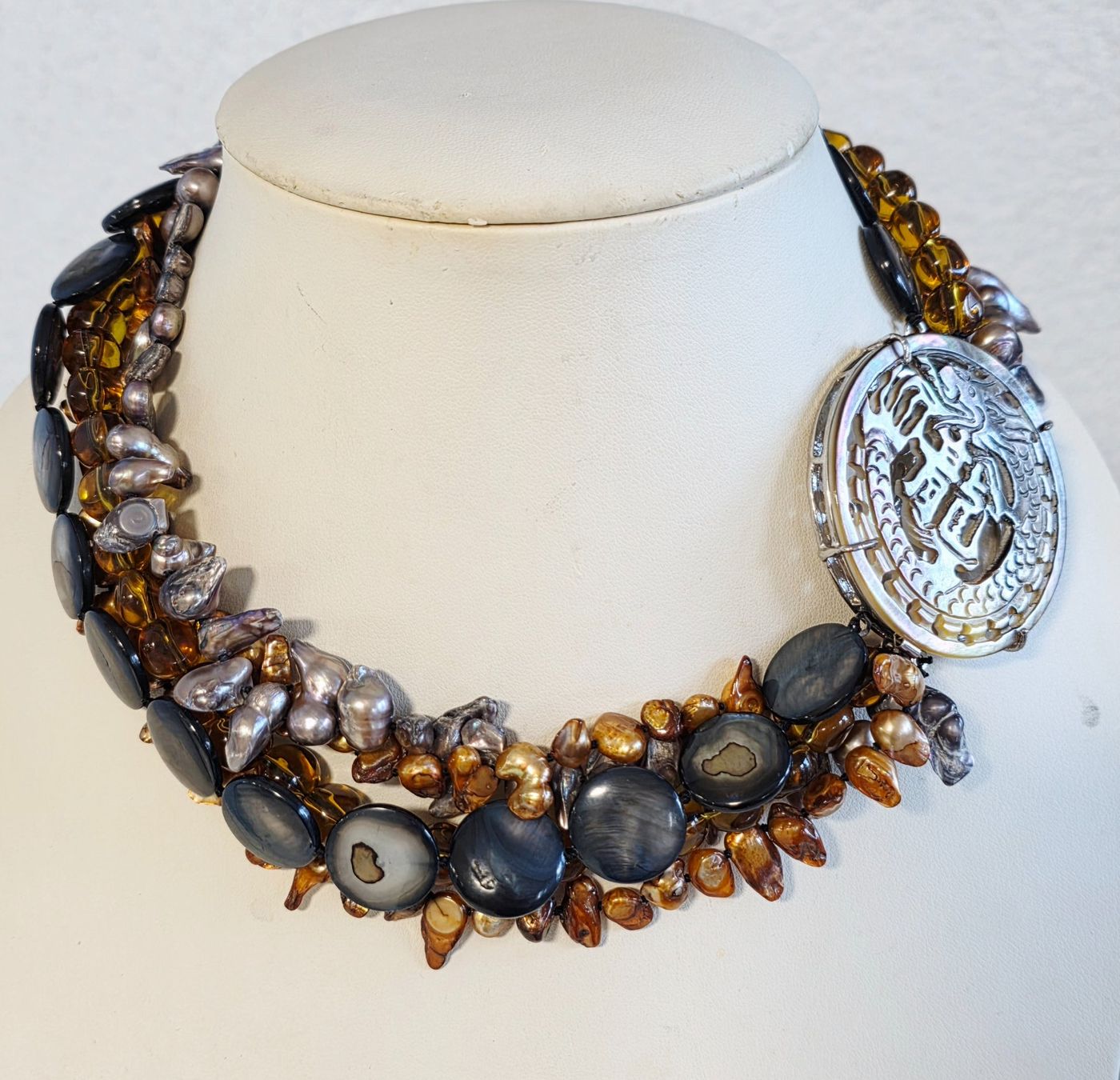 Colliers: Collier Perlen Perlmutter Bernstein 5 Stränge – Neuf (Voir description) à Zürich par Bieter04 1