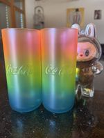 Coca-Cola Glas Set, Regenbogenfarben, neuwertig, Sommer!