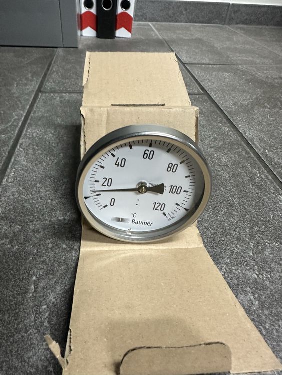 Bimetall-Thermometer 0-120°C – Edelstahl & Messing, 100 Mm Zifferblatt, Für Heizung & Outdoor-Grills