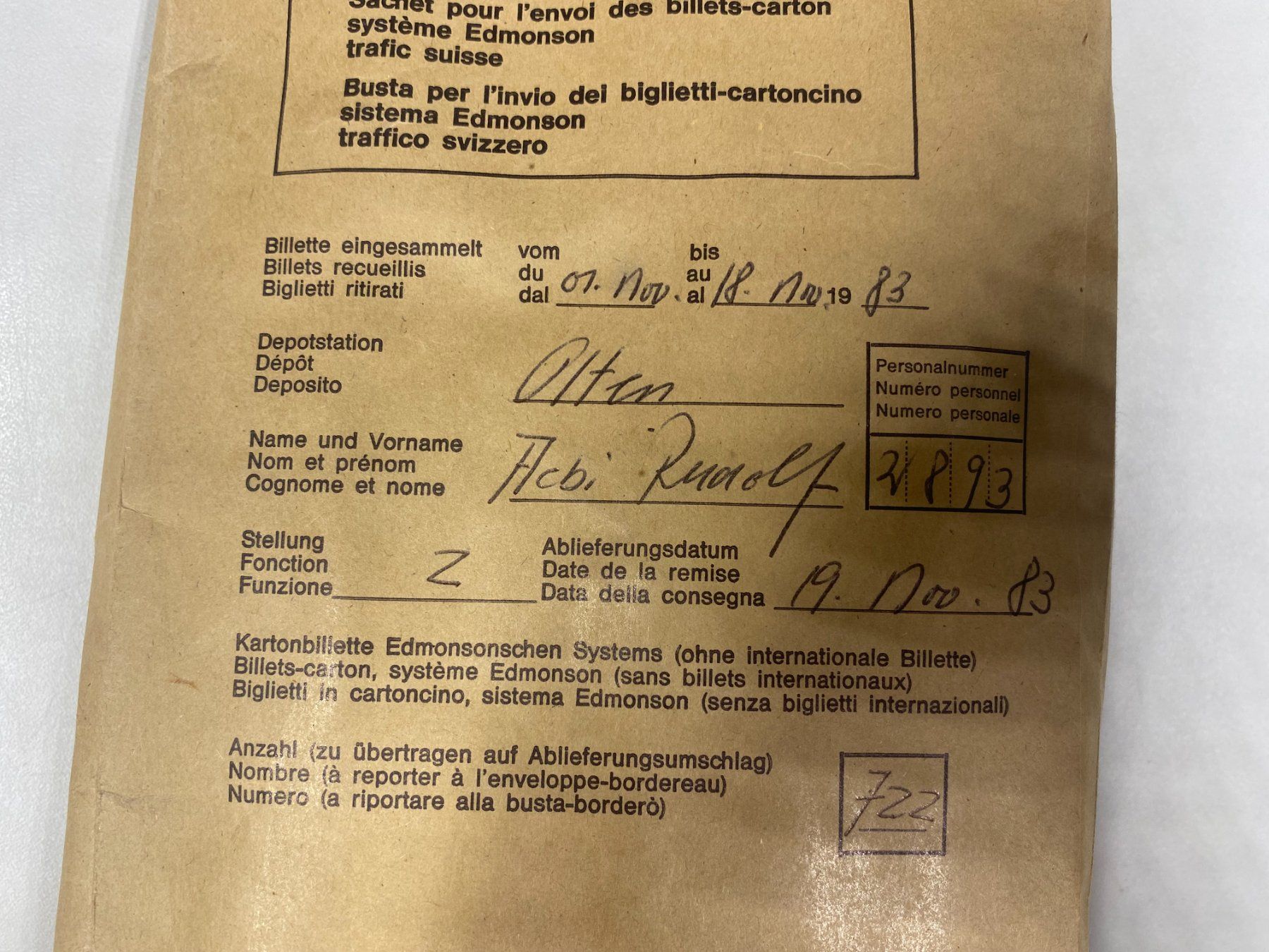 Billets: LOT Bahnbillette Olten //G349 – D'occasion à Bern par JMsoehne1987