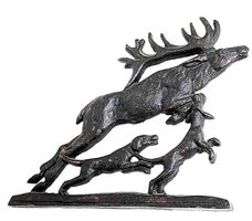 Hirsch und Jagd-Hunde  Metall Guss