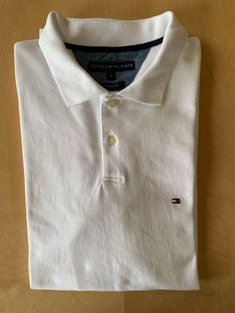 Tommy Hilfiger Poloshirt / Shirt weiss, Gr. L Slim Fit