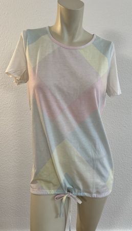 🌸 Lola Sommer-T-Shirt – Pastell-Look mit Raffung, Gr. M