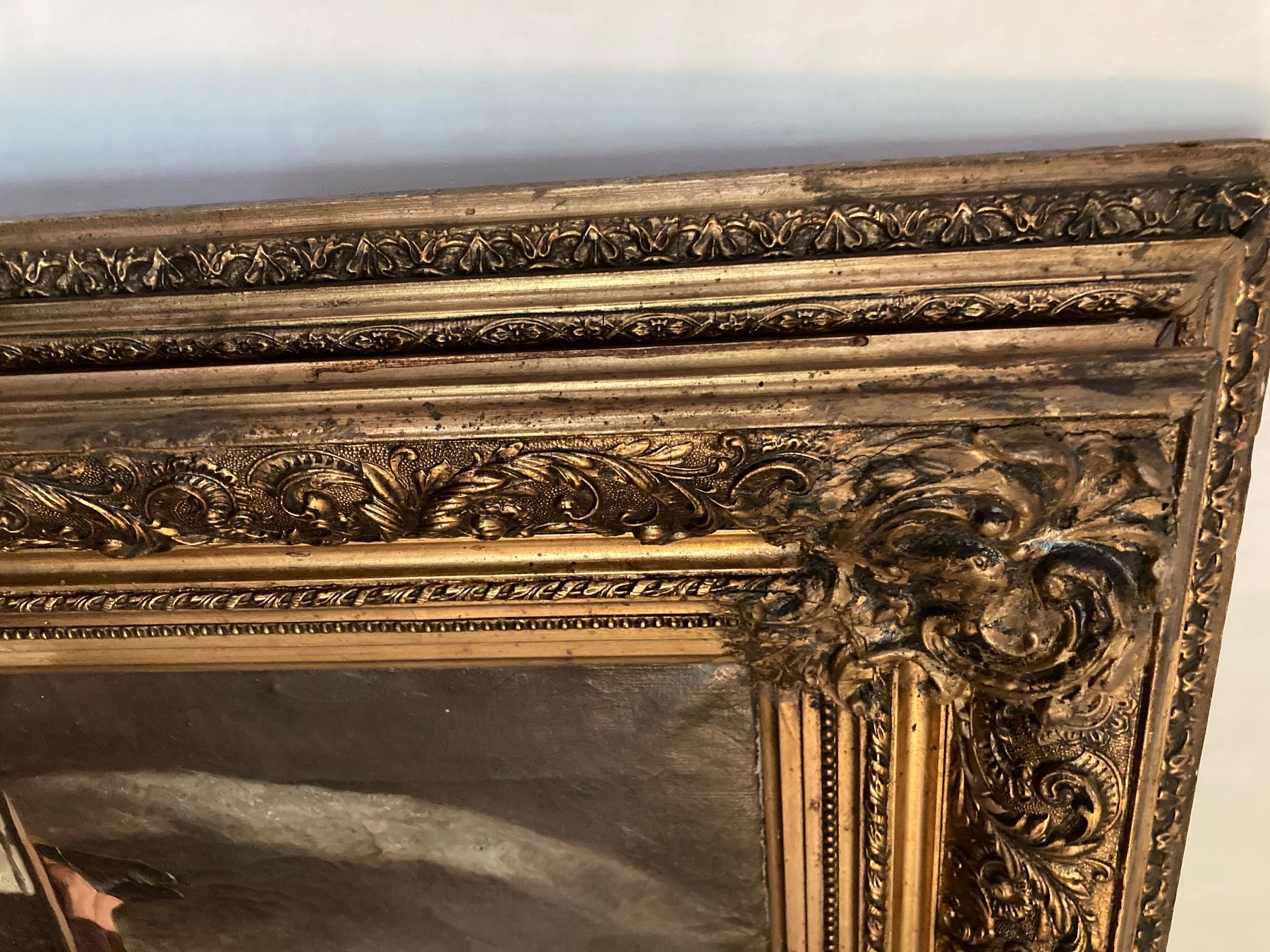 Gemälde: Gemälde Öl auf Leinwand von K.Hartmann "Handwerkerpause" – Gebraucht aus Luzern von Aura13 3