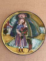 Grosse alte Platte / Wandteller Keramik W. AEBI HASLE