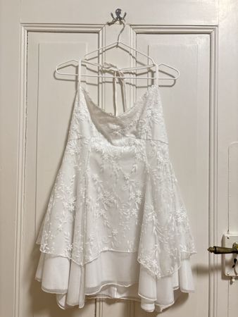 (Never Worn) White Summer Shein Lace Halter Dress - Size M