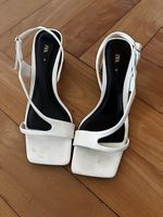 Weisse Sandalen mit Absatz, Zara, Gr. 36