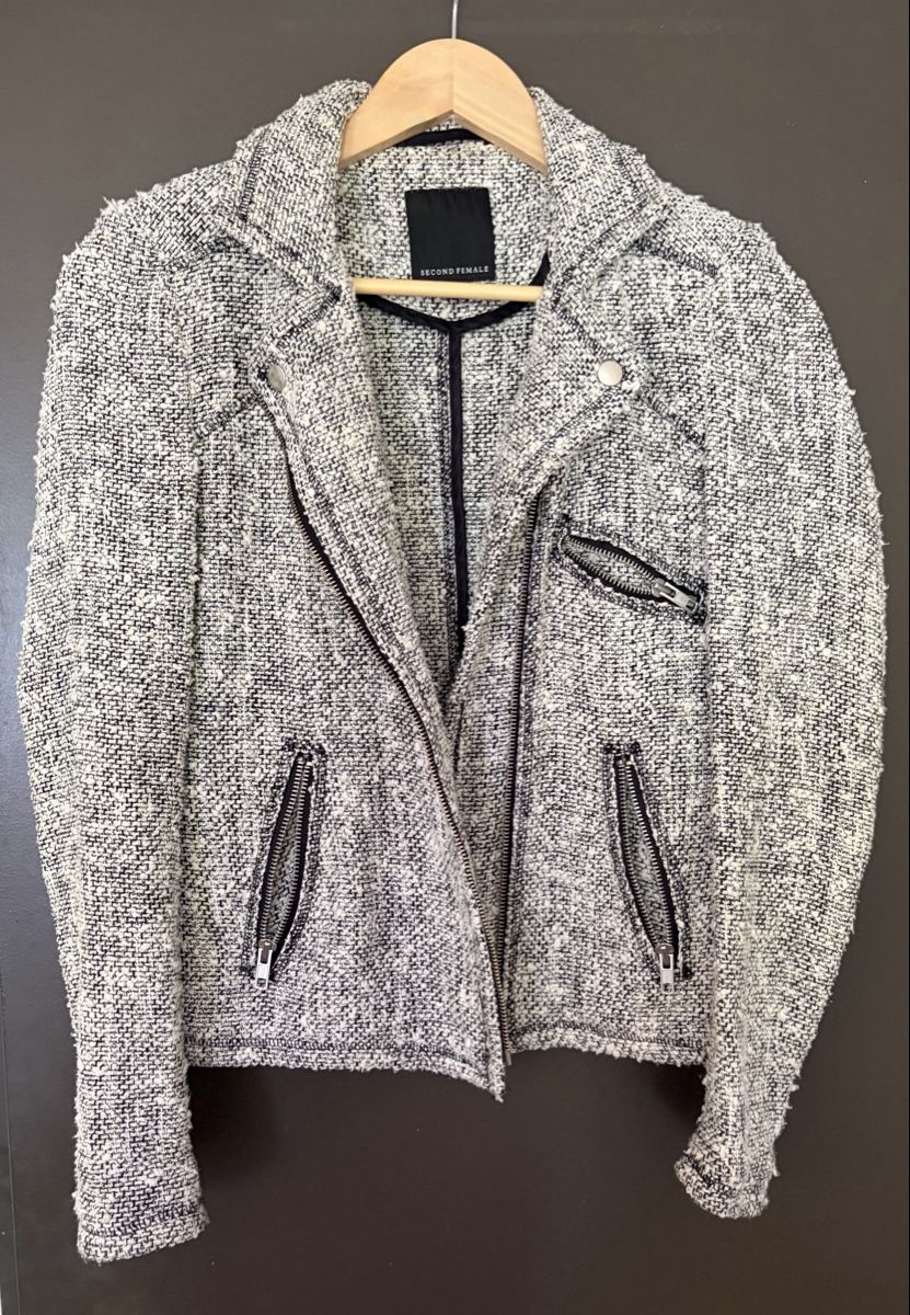 Giacche: Second Female Jacket Grey Tweed Moto Style – Usato da Zürich venduto da FStewart 4
