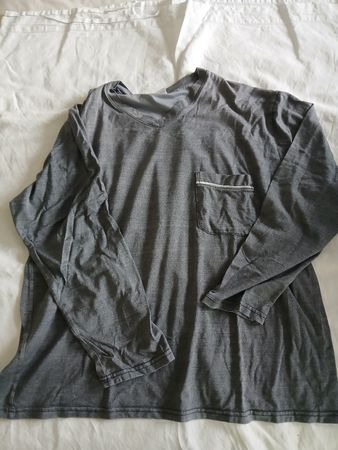 Men's Pyjama Top Grey Long Sleeve Size L Good Condition
