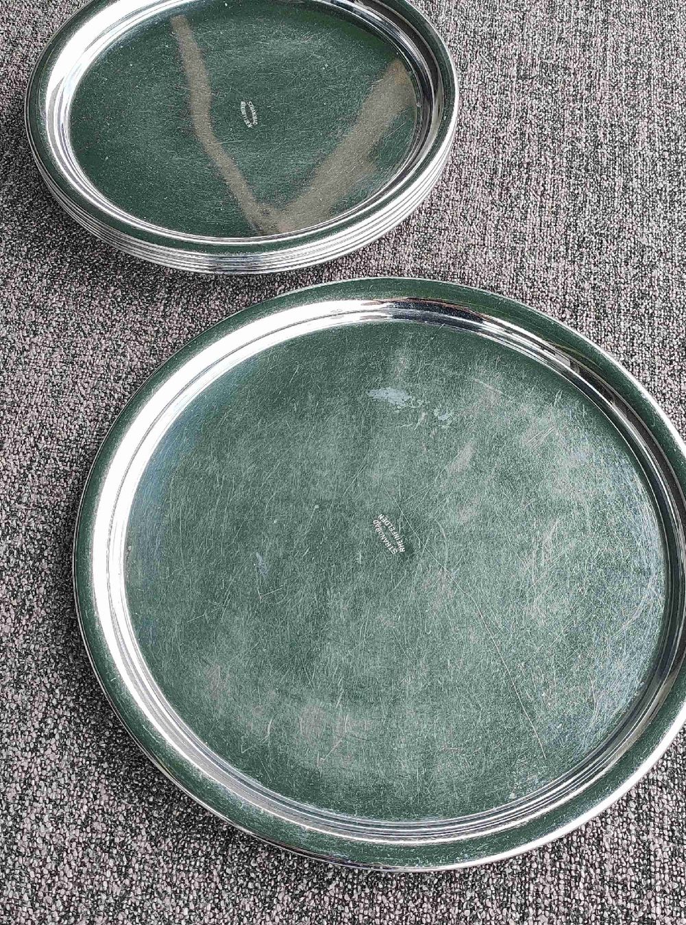 Piatti di portata: 6er Set Silber Tabletts Serviertabletts Ø ca. 24.5cm /28.5cm – Usato da Gipf-Oberfrick venduto da minini