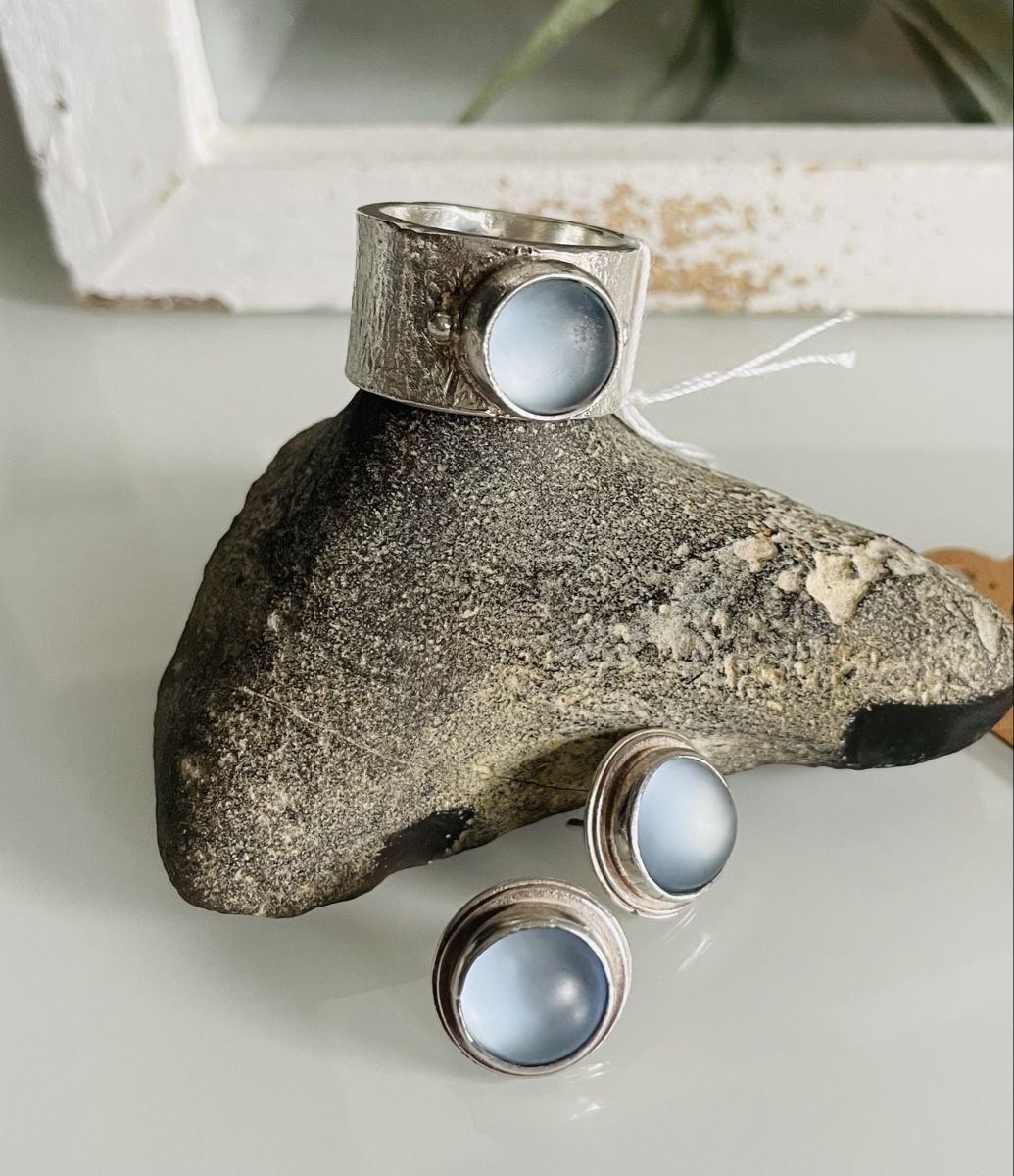Orecchini pendenti & Orecchini a lobo: Silberschmuck Set, Ring & Ohrringe Silber 925, Achat – Usato da Stein AG venduto da rbk79