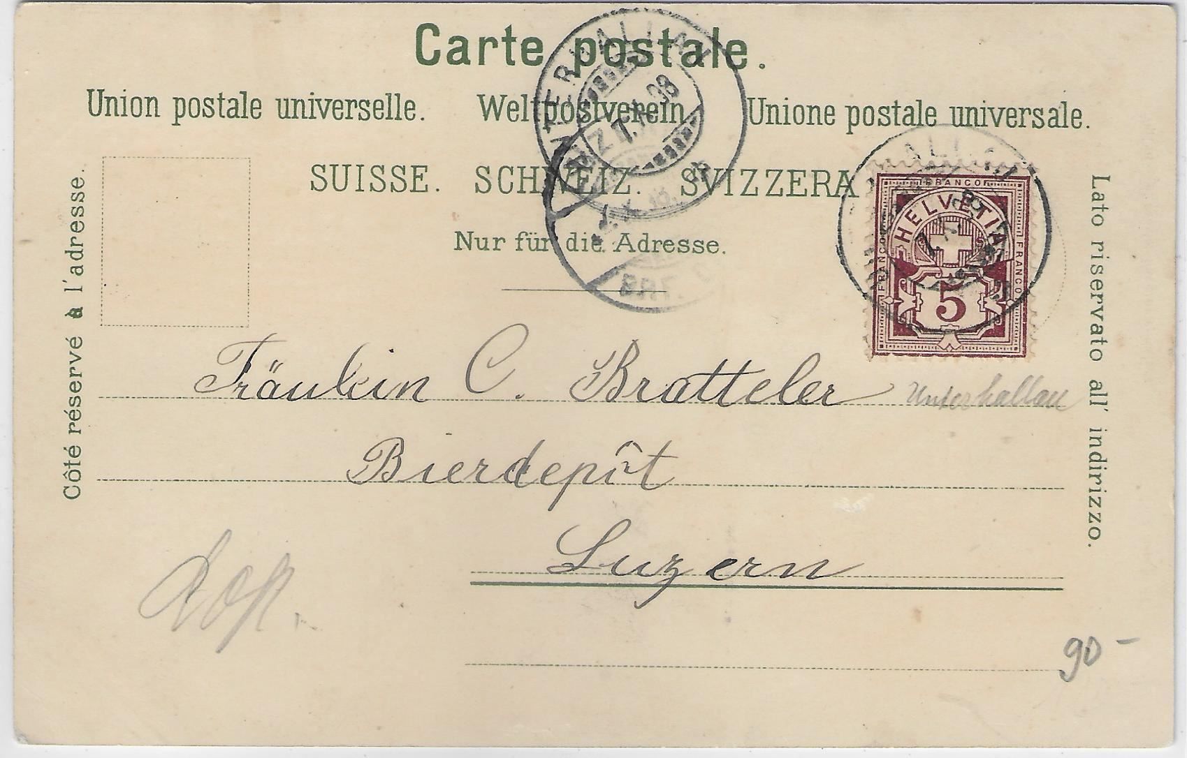 Cartoline postali: Gruss aus Hallau - Litho 1898 – Antico da Ettingen venduto da Kartenplanet 1