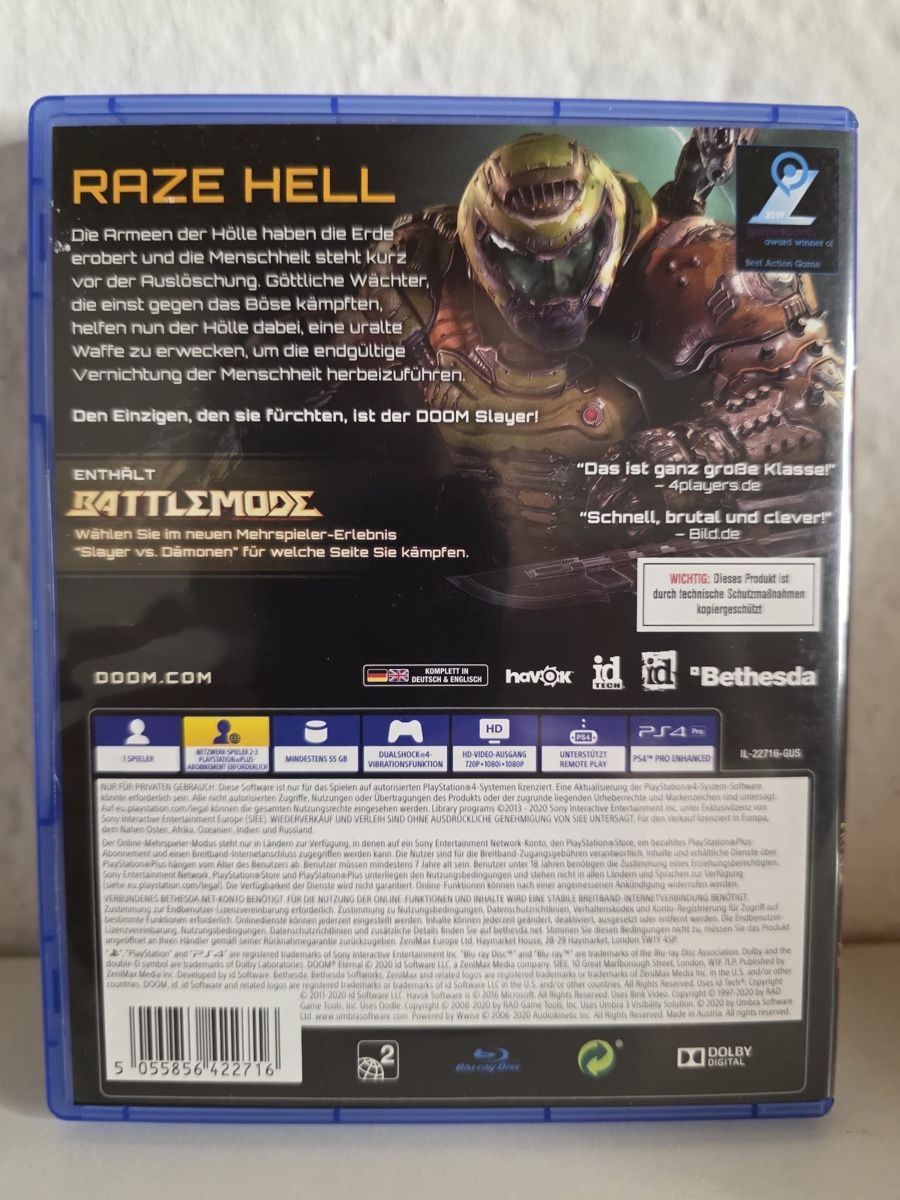 Sony Spiele: PS4/PS5 Game DOOM Eternal – Gebraucht aus Ehrendingen von bubulence 1