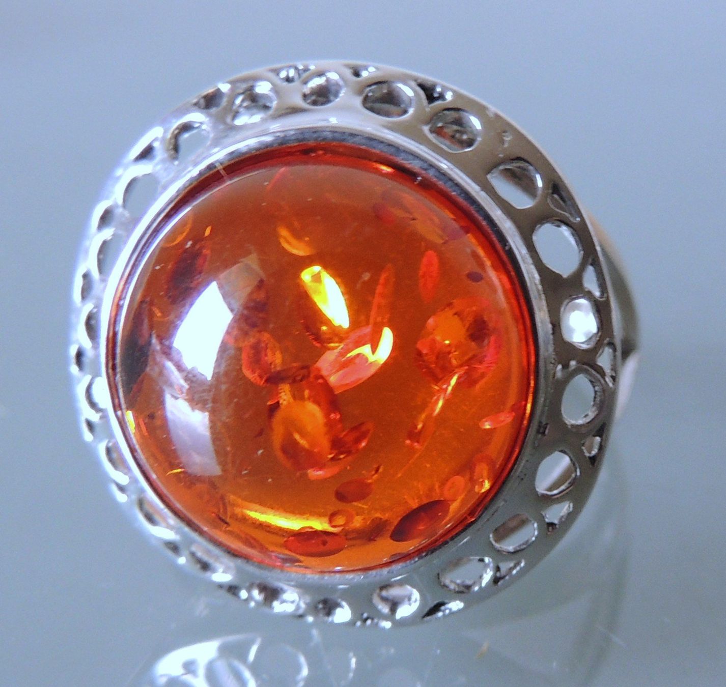 Bagues: Bernstein Silber 925 Fingerring Gr. 57 – D'occasion à Waldenburg par schaller707 1