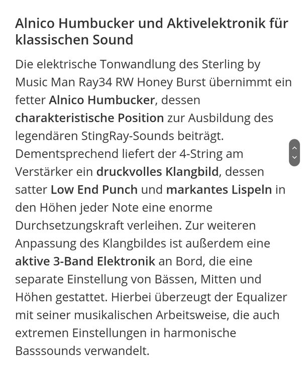 Music Man Musikinstrumente: Sterling by Music Man StingRay RAY34 Honey Burst Bass – Gebraucht aus Bassersdorf von CorinneK36 8