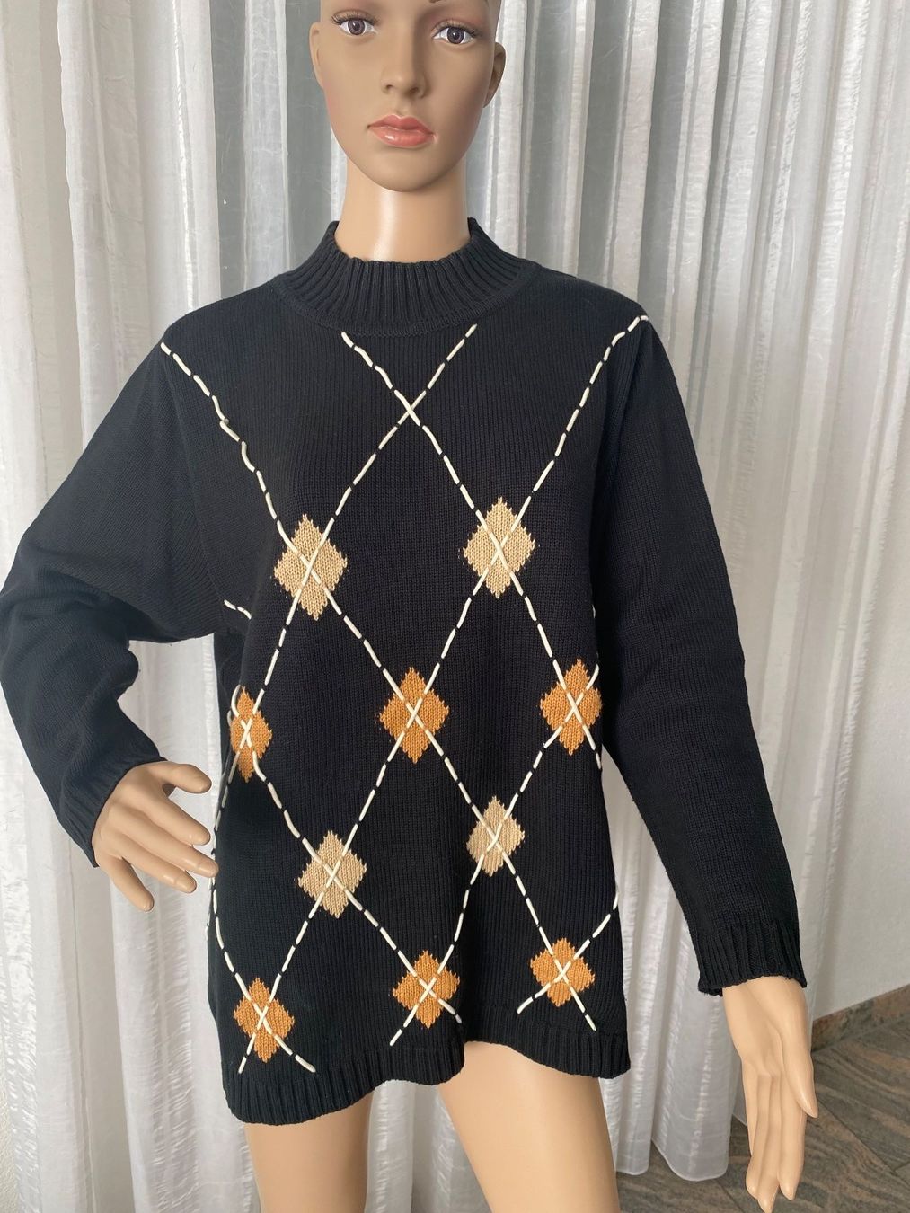 Pullover & Sweatshirts: Extravaganter seltener RHOMBEN Pullover, nero/beige, 44/46 – Neu (gemäss Beschreibung) aus Winkel von ferrari2022 1